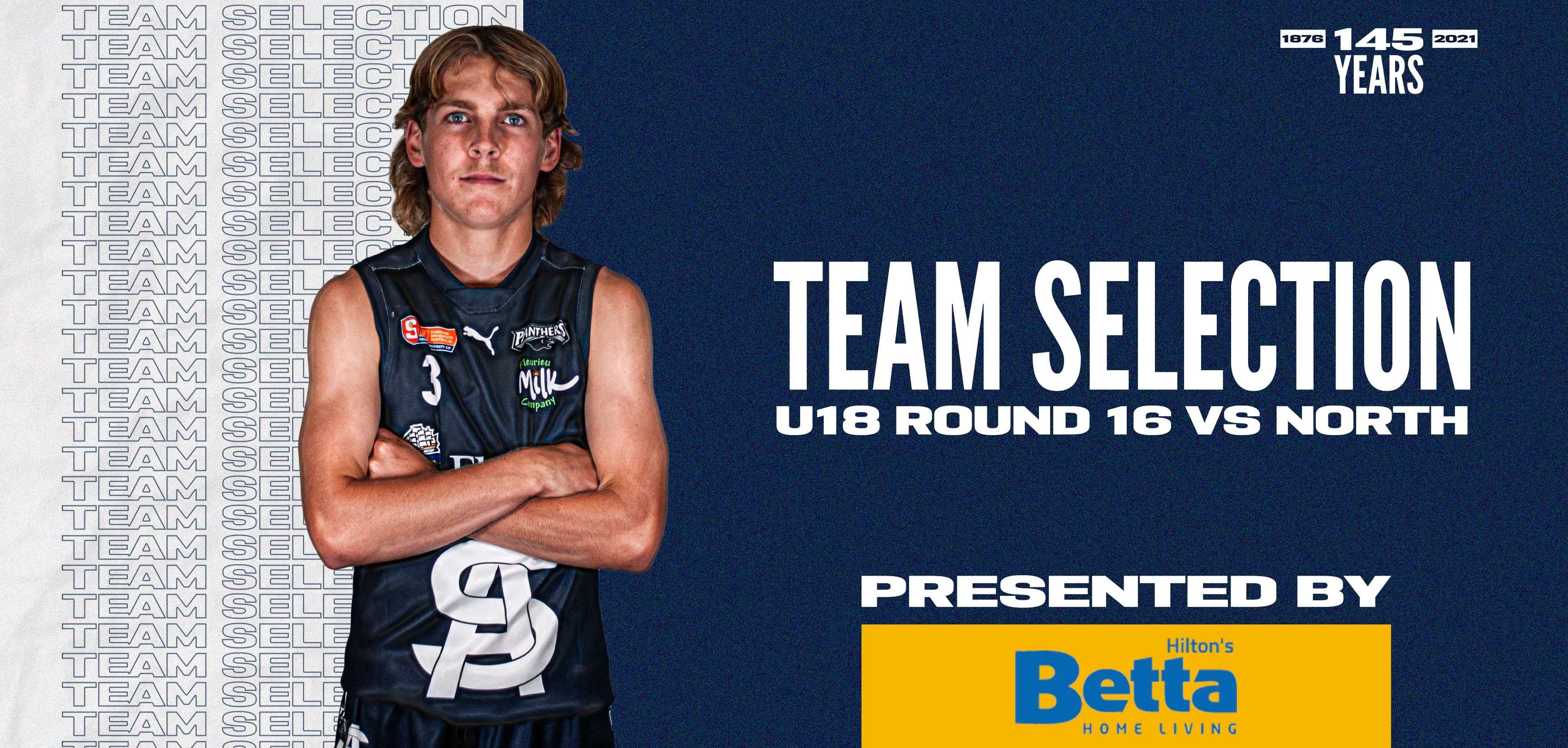 BETTA Team Selection: Under-18 Round 16 vs North Adelaide BETTA Team Selection: Under-18 Round 16 vs North Adelaide